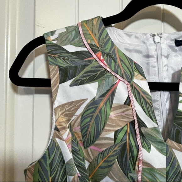 BROOKS BROTHERS Summer Tropical Palms Print Cotton Sheath Dress 6 Impeccable D0 - Picture 3 of 10
